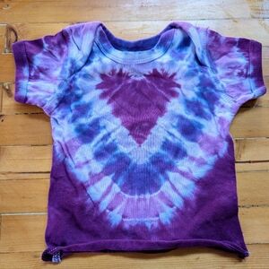 💜New Handmade Purple and Blue  Tie-Dye Baby Top, Size 6 Months